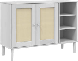 vidaXL - Dressoir - SENJA - 112x40x80 - cm - rattan - look - massief - grenenhout - wit