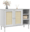 vidaXL - Dressoir - SENJA - 112x40x80 - cm - rattan - look - massief - grenenhout - wit