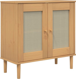 vidaXL - Dressoir - SENJA - 80x35x80 - cm - rattan - look - massief - grenenhout - bruin