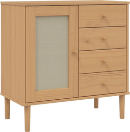 vidaXL - Dressoir - SENJA - 80x40x80 - cm - rattan - look - massief - grenenhout - bruin