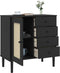 vidaXL - Dressoir - SENJA - 80x40x80 - cm - rattan - look - massief - grenenhout - zwart