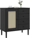 vidaXL - Dressoir - SENJA - 80x40x80 - cm - rattan - look - massief - grenenhout - zwart