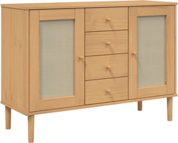 vidaXL - Dressoir - SENJA - rattan-look - 112x40x80 - cm - grenenhout - bruin