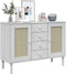 vidaXL - Dressoir - SENJA - rattan-look - 112x40x80 - cm - massief - grenenhout - wit