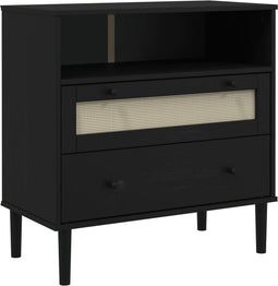 vidaXL - Dressoir - SENJA - rattan-look - 80x40x80 - cm - massief - grenenhout - zwart