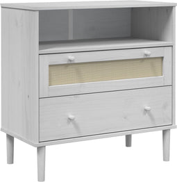 vidaXL - Dressoir - SENJA - rattan-look - 80x40x80 - cm - massief - grenenhout - wit