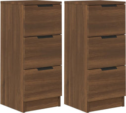 vidaXL - Dressoirs - 2 - st - 30x30x70 - cm - bewerkt - hout - bruin - eikenkleur