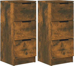 vidaXL - Dressoirs - 2 - st - 30x30x70 - cm - bewerkt - hout - gerookt - eikenkleurig