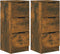 vidaXL - Dressoirs - 2 - st - 30x30x70 - cm - bewerkt - hout - gerookt - eikenkleurig