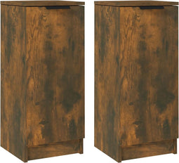 vidaXL - Dressoirs - 2 - st - 30x30x70 - cm - bewerkt - hout - gerookt - eikenkleurig