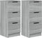 vidaXL - Dressoirs - 2 - st - 30x30x70 - cm - bewerkt - hout - grijs - sonoma - eikenkleur