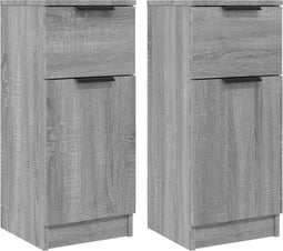 vidaXL - Dressoirs - 2 - st - 30x30x70 - cm - bewerkt - hout - grijs - sonoma - eikenkleur