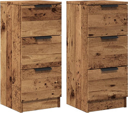 vidaXL - Dressoirs - 2 - st - 30x30x70 - cm - bewerkt - hout - oud - houtkleurig