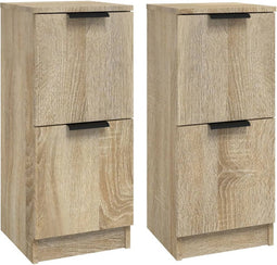 vidaXL - Dressoirs - 2 - st - 30x30x70 - cm - bewerkt - hout - sonoma - eikenkleurig