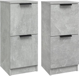 vidaXL - Dressoirs - 2 - st - 30x30x70 - cm - bewerkt - hout - betongrijs