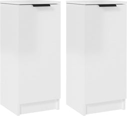 vidaXL - Dressoirs - 2 - st - 30x30x70 - cm - bewerkt - hout - hoogglans - wit