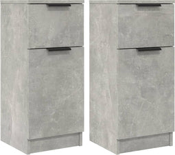 vidaXL - Dressoirs - 2 - st - 30x30x70 - cm - bewerkt - hout - betongrijs