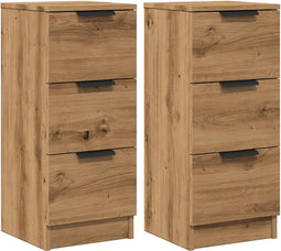 vidaXL - Dressoirs - 2 - st - 30x30x70 - cm - bewerkt - hout - artisanaal - eikenkleur