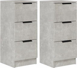 vidaXL - Dressoirs - 2 - st - 30x30x70 - cm - bewerkt - hout - betongrijs