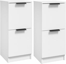 vidaXL - Dressoirs - 2 - st - 30x30x70 - cm - bewerkt - hout - wit