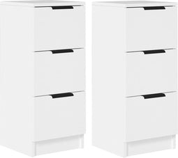vidaXL - Dressoirs - 2 - st - 30x30x70 - cm - bewerkt - hout - wit