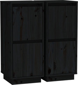 vidaXL - Dressoirs - 2 - st - 31,5x34x75 - cm - massief - grenenhout - zwart