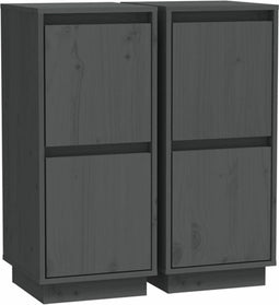 vidaXL - Dressoirs - 2 - st - 31,5x34x75 - cm - massief - grenenhout - grijs