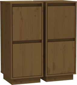 vidaXL - Dressoirs - 2 - st - 31,5x34x75 - cm - massief - grenenhout - honingbruin