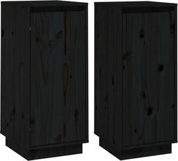vidaXL - Dressoirs - 2 - st - 31,5x34x75 - cm - massief - grenenhout - zwart