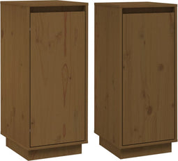vidaXL - Dressoirs - 2 - st - 31,5x34x75 - cm - massief - grenenhout - honingbruin