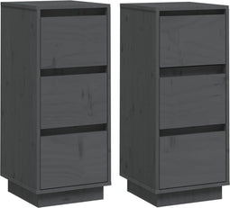 vidaXL - Dressoirs - 2 - st - 32x34x75 - cm - massief - grenenhout - grijs