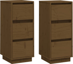 vidaXL - Dressoirs - 2 - st - 32x34x75 - cm - massief - grenenhout - honingbruin