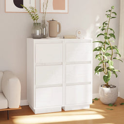 vidaXL - Dressoirs - 2 - st - 32x34x75 - cm - massief - grenenhout - wit