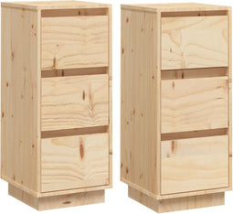 vidaXL - Dressoirs - 2 - st - 32x34x75 - cm - massief - grenenhout