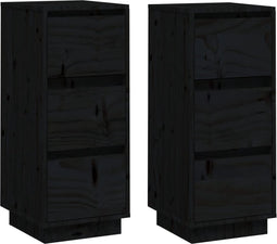 vidaXL - Dressoirs - 2 - st - 32x34x75 - cm - massief - grenenhout - zwart