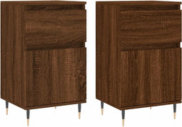 vidaXL - Dressoirs - 2 - st - 40x35x70 - cm - bewerkt - hout - bruin - eikenkleur