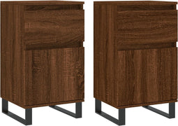 vidaXL - Dressoirs - 2 - st - 40x35x70 - cm - bewerkt - hout - bruin - eikenkleur