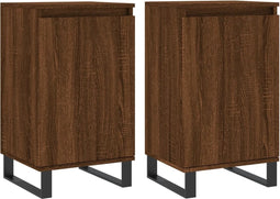 vidaXL - Dressoirs - 2 - st - 40x35x70 - cm - bewerkt - hout - bruin - eikenkleur