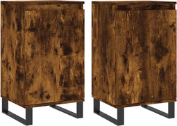 vidaXL - Dressoirs - 2 - st - 40x35x70 - cm - bewerkt - hout - gerookt - eikenkleurig
