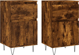 vidaXL - Dressoirs - 2 - st - 40x35x70 - cm - bewerkt - hout - gerookt - eikenkleurig