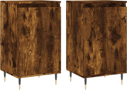 vidaXL - Dressoirs - 2 - st - 40x35x70 - cm - bewerkt - hout - gerookt - eikenkleurig