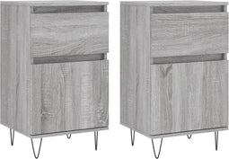 vidaXL - Dressoirs - 2 - st - 40x35x70 - cm - bewerkt - hout - grijs - sonoma