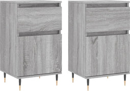 vidaXL - Dressoirs - 2 - st - 40x35x70 - cm - bewerkt - hout - grijs - sonoma
