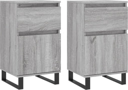 vidaXL - Dressoirs - 2 - st - 40x35x70 - cm - bewerkt - hout - grijs - sonoma