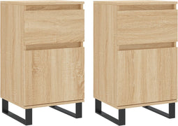vidaXL - Dressoirs - 2 - st - 40x35x70 - cm - bewerkt - hout - sonoma - eikenkleurig