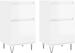 vidaXL - Dressoirs - 2 - st - 40x35x70 - cm - bewerkt - hout - hoogglans - wit