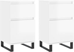 vidaXL - Dressoirs - 2 - st - 40x35x70 - cm - bewerkt - hout - hoogglans - wit