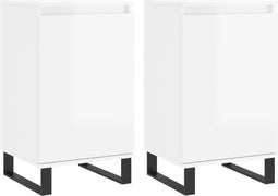 vidaXL - Dressoirs - 2 - st - 40x35x70 - cm - bewerkt - hout - hoogglans - wit