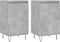 vidaXL - Dressoirs - 2 - st - 40x35x70 - cm - bewerkt - hout - betongrijs