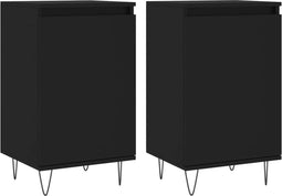 vidaXL - Dressoirs - 2 - st - 40x35x70 - cm - bewerkt - hout - zwart